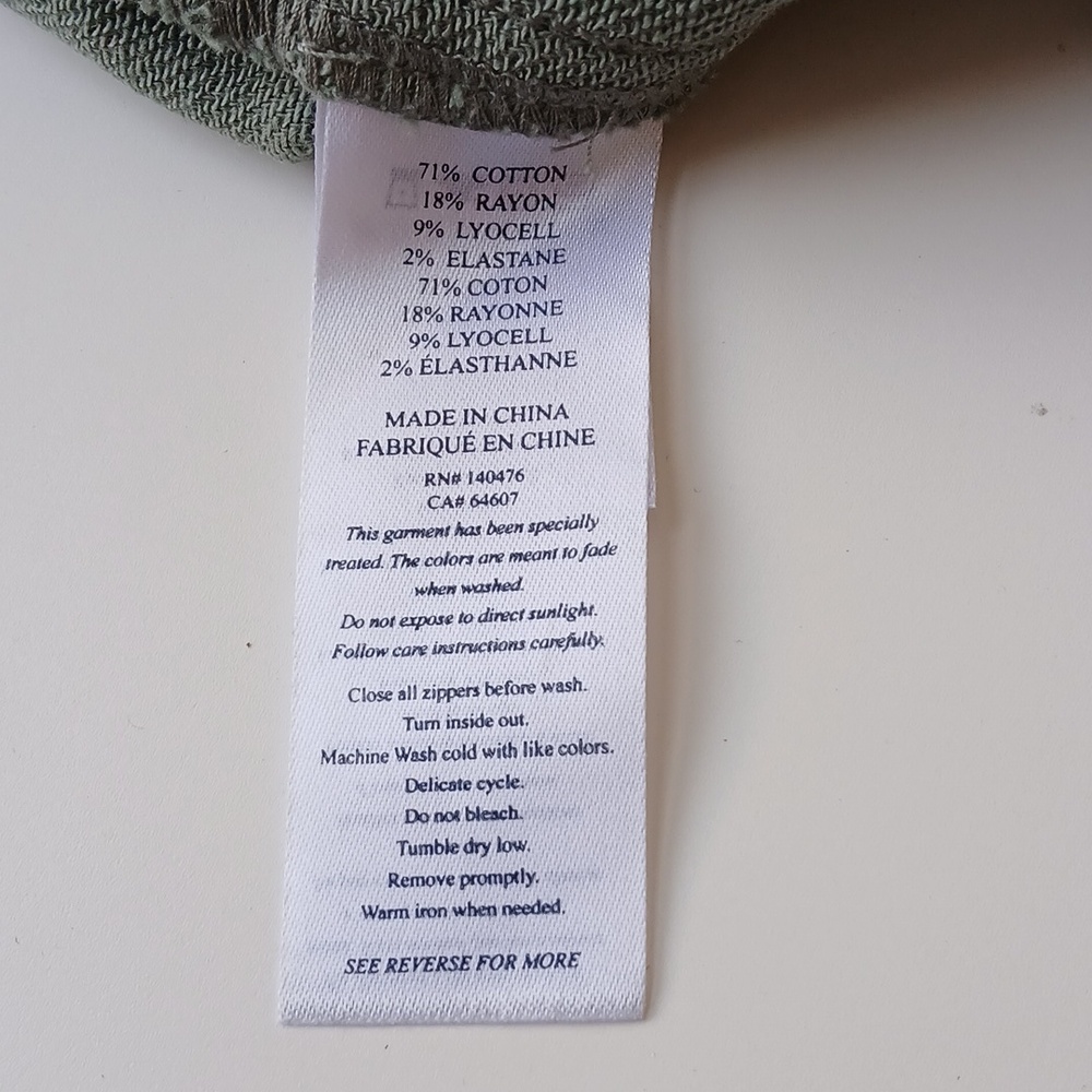 Faherty Patch Pocket Pants Olive Green Women's 30 - image 5